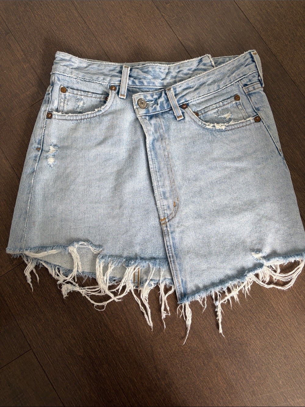 Agolde Asymeteical Denim Mini Skirt